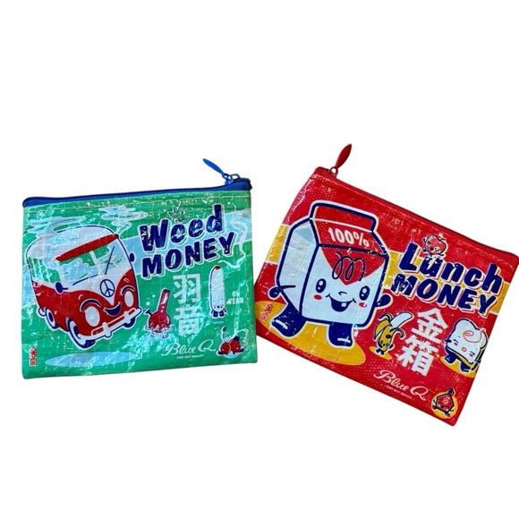 Blue Q Coin Purses Set of Two Small Zipper Pouches - Picture 1 of 6